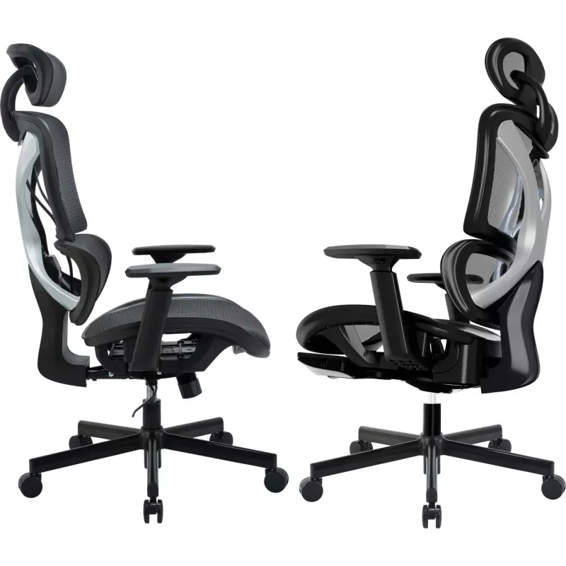 MOZOS ERGO-R Cadeira de Escritório Ergonómica com Encosto em Malha, Apoio Lombar Ajustável, Capacidade 120 kg, Preta