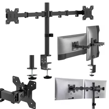MOZOS MS03 Suporte de Secretária para Dois Monitores de 17-34 Polegadas, Preto