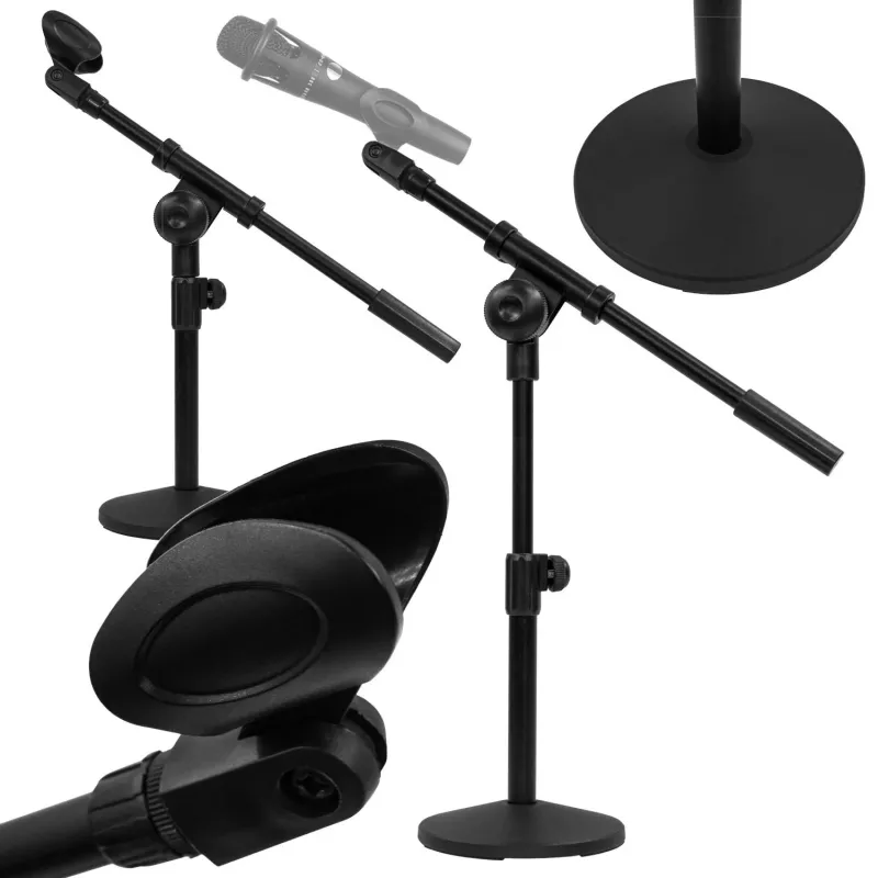 MOZOS SM807 Suporte de Secretária para Microfone de Estúdio com Base Redonda Pesada, Preto