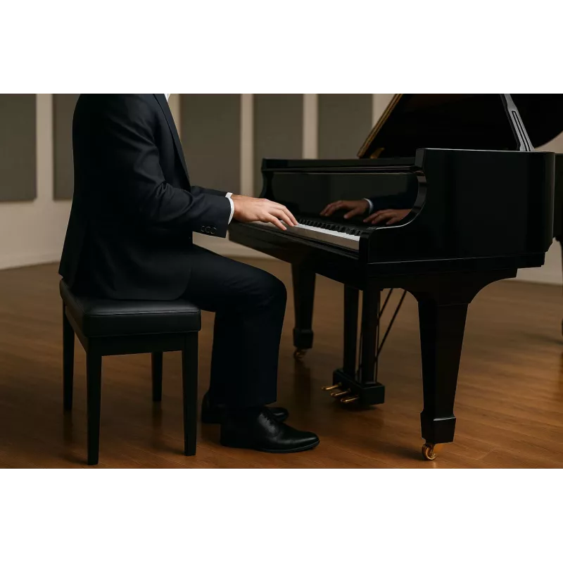 MOZOS PB03 Banco de Piano – Altura Ajustável, Pele Sintética, Preto