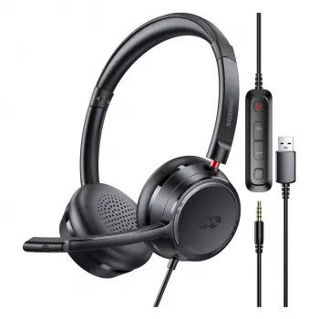 MOZOS KL201 Headset USB com microfone, on-ear, Preto