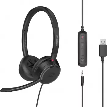MOZOS KL201 Headset USB com microfone, on-ear, Preto