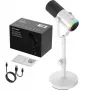 MOZOS GM-ONE Microfone dinâmico branco USB XLR RGB LED