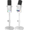 MOZOS GM-ONE Microfone dinâmico branco USB XLR RGB LED