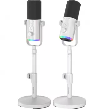 MOZOS GM-ONE Microfone dinâmico branco USB XLR RGB LED