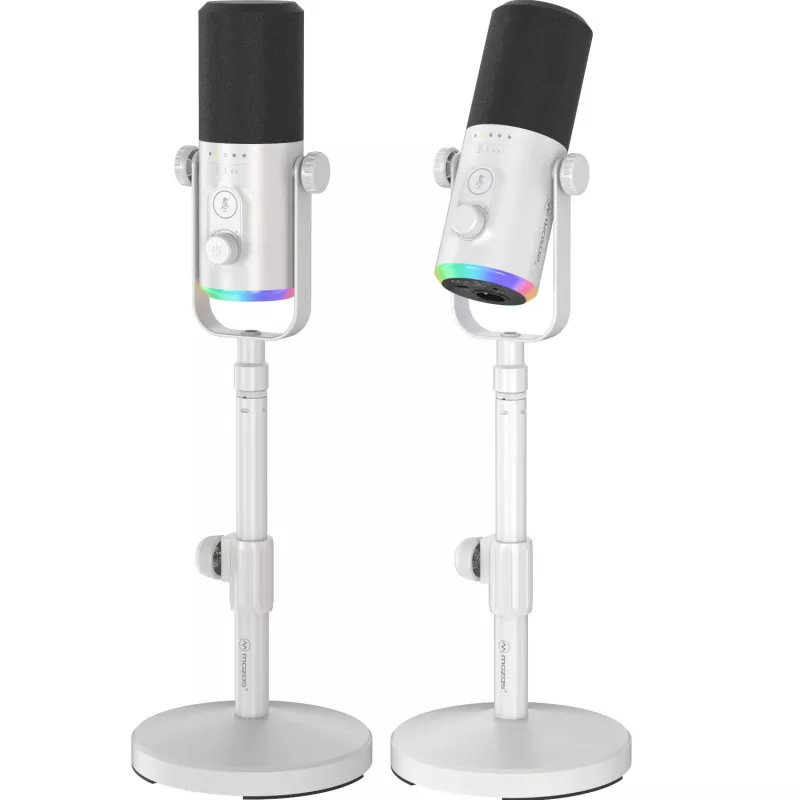 MOZOS GM-ONE Microfone dinâmico branco USB XLR RGB LED