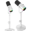 MOZOS GM-ONE Microfone dinâmico branco USB XLR RGB LED