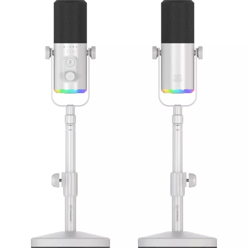 MOZOS GM-ONE Microfone dinâmico branco USB XLR RGB LED