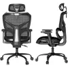 MOZOS ERGO-V Cadeira de escritório ergonómica com apoio lombar e apoio de cabeça ajustáveis, Preto