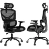 MOZOS ERGO-V Cadeira de escritório ergonómica com apoio lombar e apoio de cabeça ajustáveis, Preto