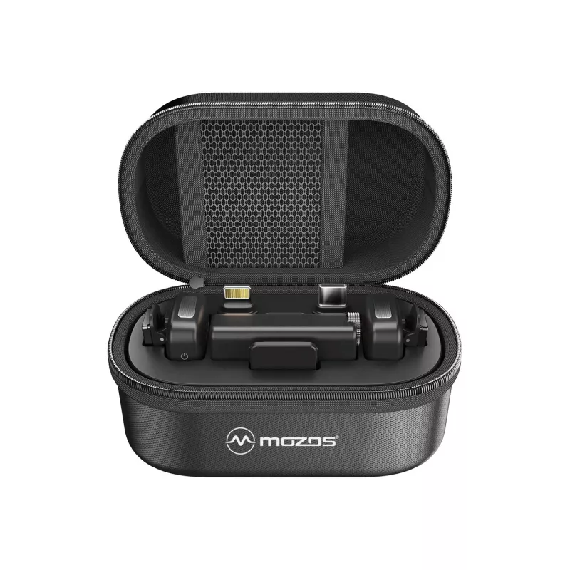 MOZOS MX4-DUAL Sistema de microfone duplo sem fios 2.4 GHz para smartphones