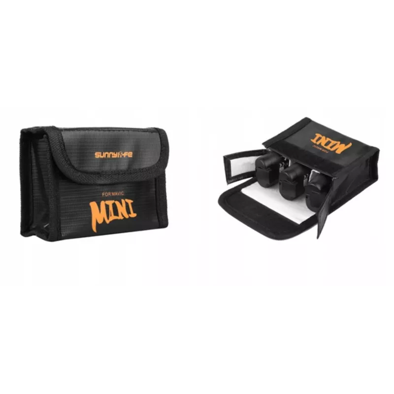 SUNNYLIFE Bolsa de segurança ignífuga para baterias para DJI Mavic Mini / Mini 2 / Mini SE - Capacidade para 3 baterias