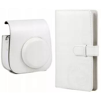 Conjunto 2 em 1 LOVEINSTANT: capa de proteção e álbum de fotos para Fujifilm Instax Mini 11 - branco