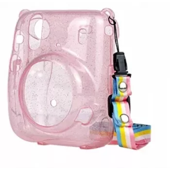 Capa de proteção LOVEINSTANT para Fujifilm Instax Mini 11 - rosa transparente com brilhos