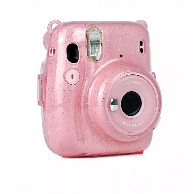 Capa de proteção LOVEINSTANT para Fujifilm Instax Mini 11 - rosa transparente com brilhos