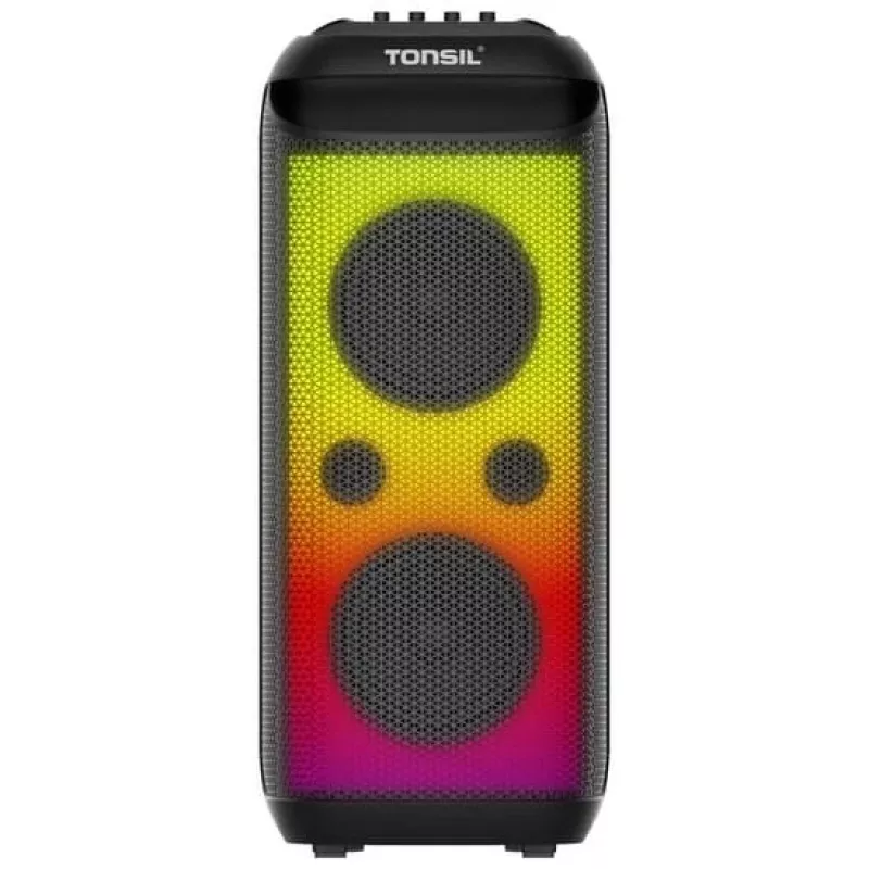 TONSIL Party Dance 1600 Altifalante Bluetooth Portátil para Festas com Luzes LED, Karaoke, 1600W PMPO, 80W RMS, Woofer de 10 polegadas, TWS, Rádio FM, Microfone e Comando