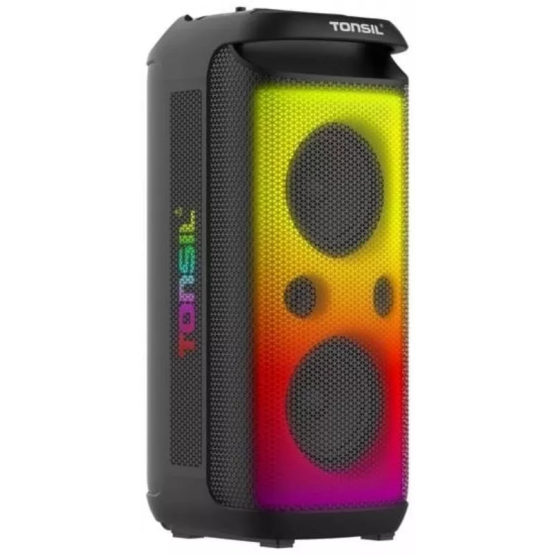TONSIL Party Dance 1600 Altifalante Bluetooth Portátil para Festas com Luzes LED, Karaoke, 1600W PMPO, 80W RMS, Woofer de 10 polegadas, TWS, Rádio FM, Microfone e Comando
