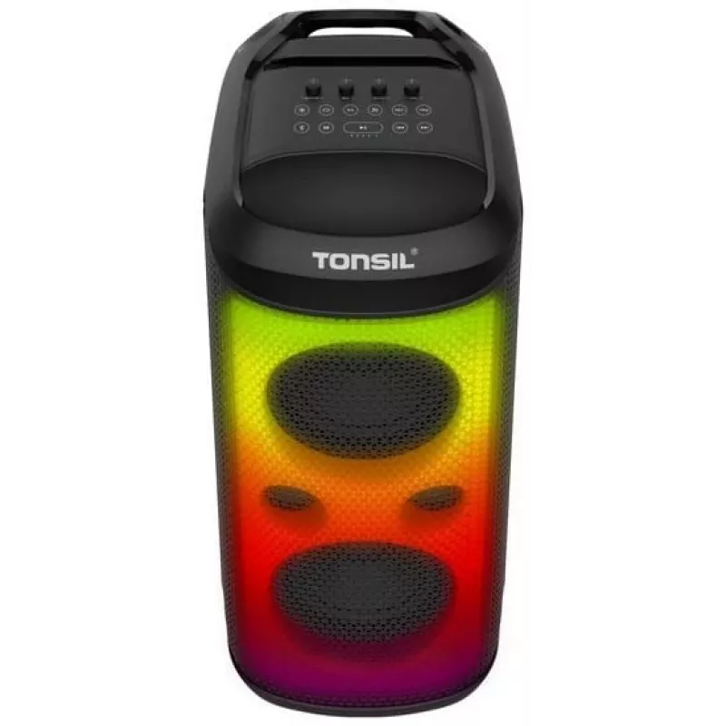 TONSIL Party Dance 1600 Altifalante Bluetooth Portátil para Festas com Luzes LED, Karaoke, 1600W PMPO, 80W RMS, Woofer de 10 polegadas, TWS, Rádio FM, Microfone e Comando