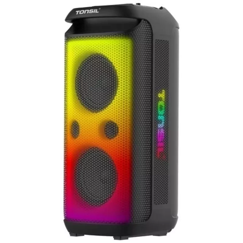 TONSIL Party Dance 1600 Altifalante Bluetooth Portátil para Festas com Luzes LED, Karaoke, 1600W PMPO, 80W RMS, Woofer de 10 polegadas, TWS, Rádio FM, Microfone e Comando