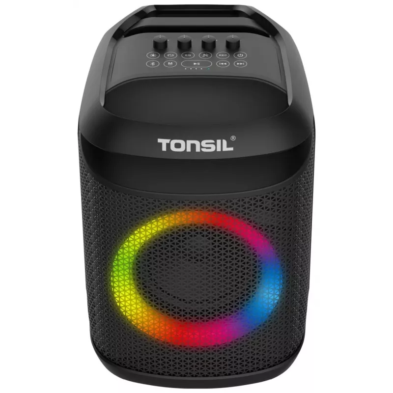 Tonsil Party Dance 800 Altifalante Bluetooth Portátil para Festas com Karaoke, LED Disco, 80 W RMS, 2x8 polegadas Woofers, Preto
