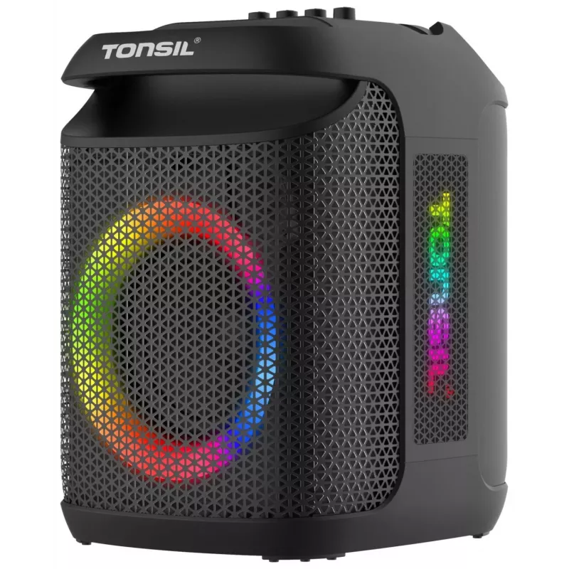 Tonsil Party Dance 800 Altifalante Bluetooth Portátil para Festas com Karaoke, LED Disco, 80 W RMS, 2x8 polegadas Woofers, Preto