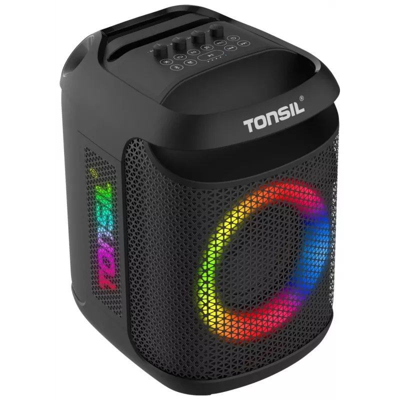 Tonsil Party Dance 800 Altifalante Bluetooth Portátil para Festas com Karaoke, LED Disco, 80 W RMS, 2x8 polegadas Woofers, Preto