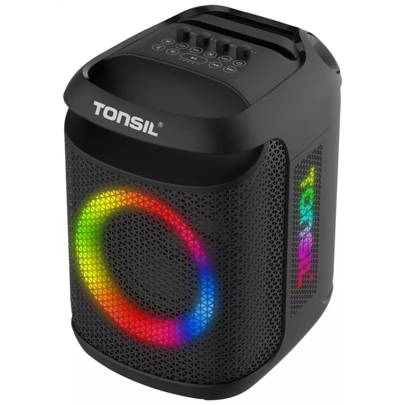 Tonsil Party Dance 800 Altifalante Bluetooth Portátil para Festas com Karaoke, LED Disco, 80 W RMS, 2x8 polegadas Woofers, Preto