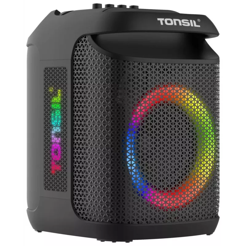 Tonsil Party Dance 800 Altifalante Bluetooth Portátil para Festas com Karaoke, LED Disco, 80 W RMS, 2x8 polegadas Woofers, Preto