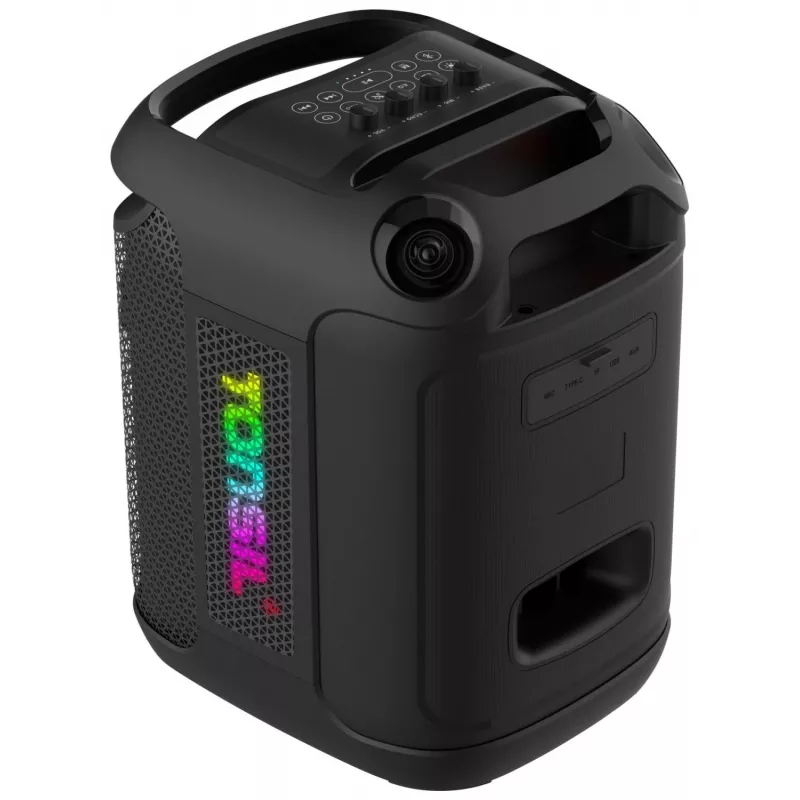 Tonsil Party Dance 800 Altifalante Bluetooth Portátil para Festas com Karaoke, LED Disco, 80 W RMS, 2x8 polegadas Woofers, Preto