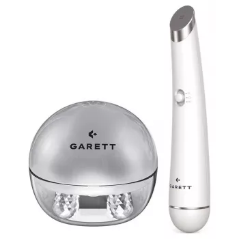 Garett Beauty Pretty Face + Glow Eye White - Dispositivo multifunções de cuidado facial e ocular com terapia LED, limpeza, massagem