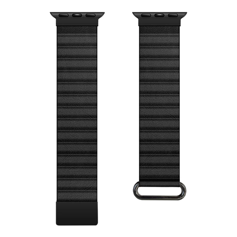 Crong Eclipse Bracelete Magnético de Pele Genuína para Apple Watch 44/45/46/49 mm (Preto)