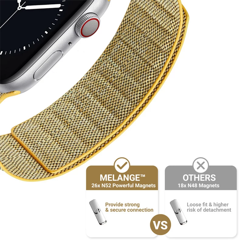 Crong Melange Bracelete Magnético para Apple Watch 38/40/41/42 mm (Amarelo Melange)