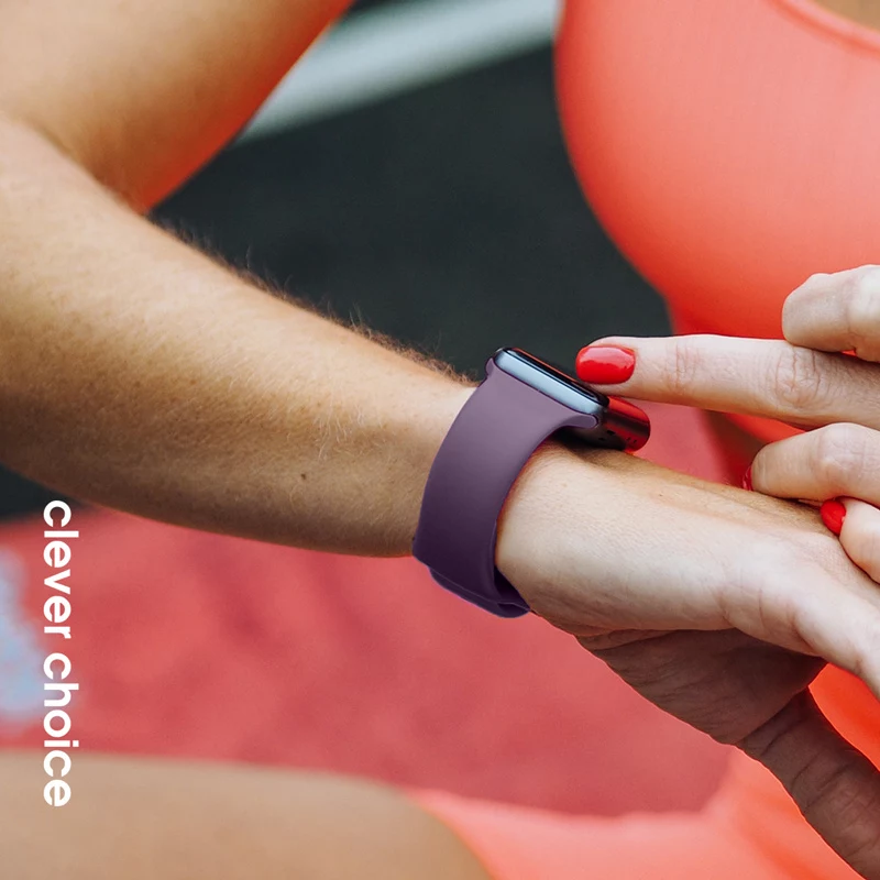Crong Bracelete Desportivo de Silicone Líquido para Apple Watch 44/45/46/49 mm - Ameixa