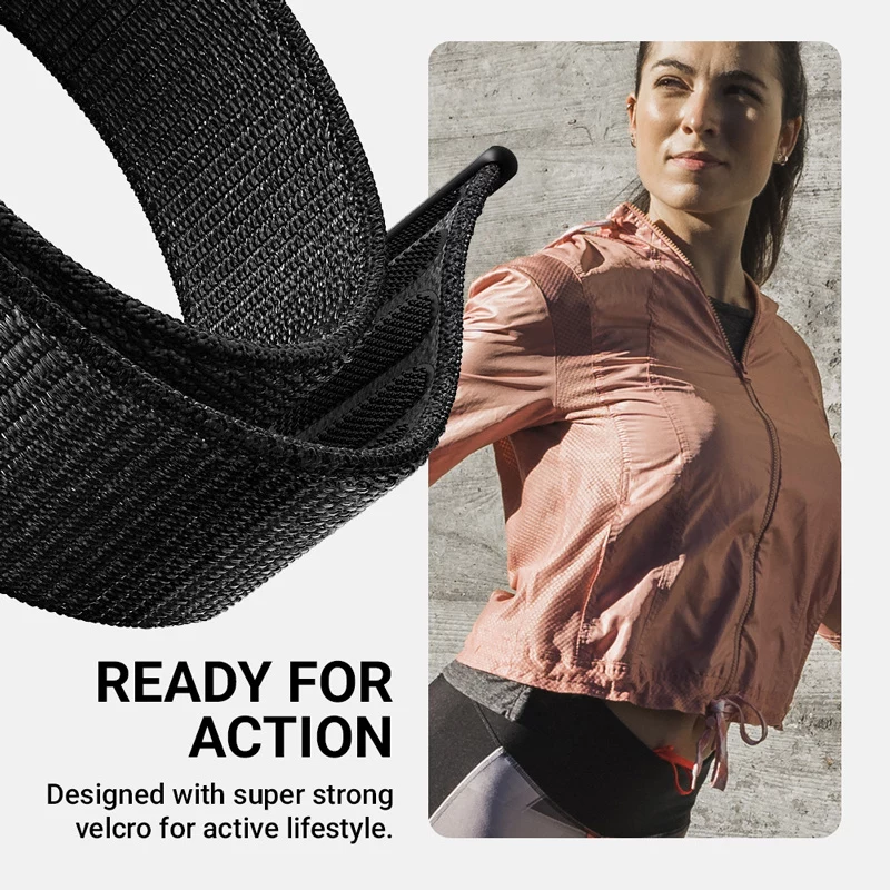 Crong Nylon Sport Loop para Apple Watch 44/45/46/49 mm (Night Grey)