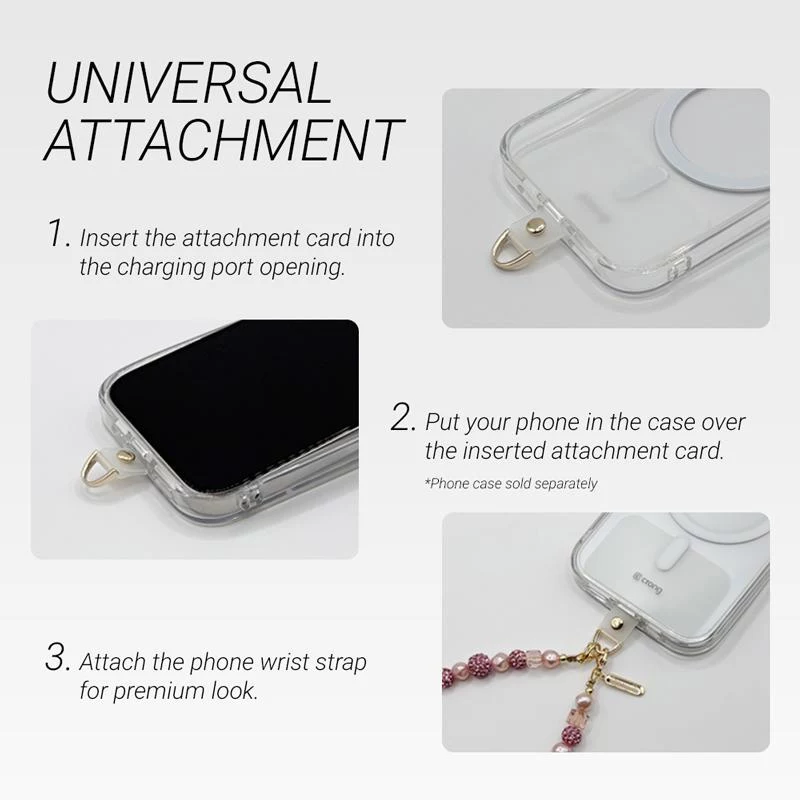 Crong Phone Crossbody Lanyard com corrente prateada - alça universal para smartphone