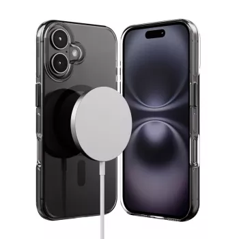 Crong Clear MAG Pro Case para Apple iPhone 16, MagSafe, preto