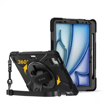 Capa Crong Defender Plus para iPad Air 11 polegadas M3 (2025) / M2 (2024) preto