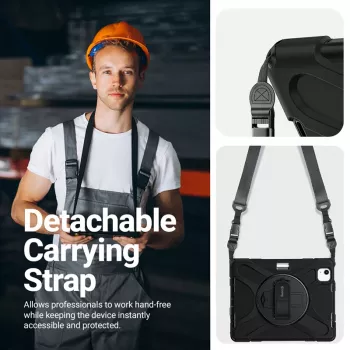 Capa Crong Defender Plus para iPad Air 11 polegadas M3 (2025) / M2 (2024) preto