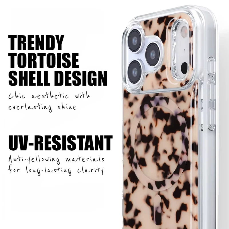 Crong Deluxe MAG Cover - Capa para iPhone 17 Pro MagSafe (Blonde Tortoise)