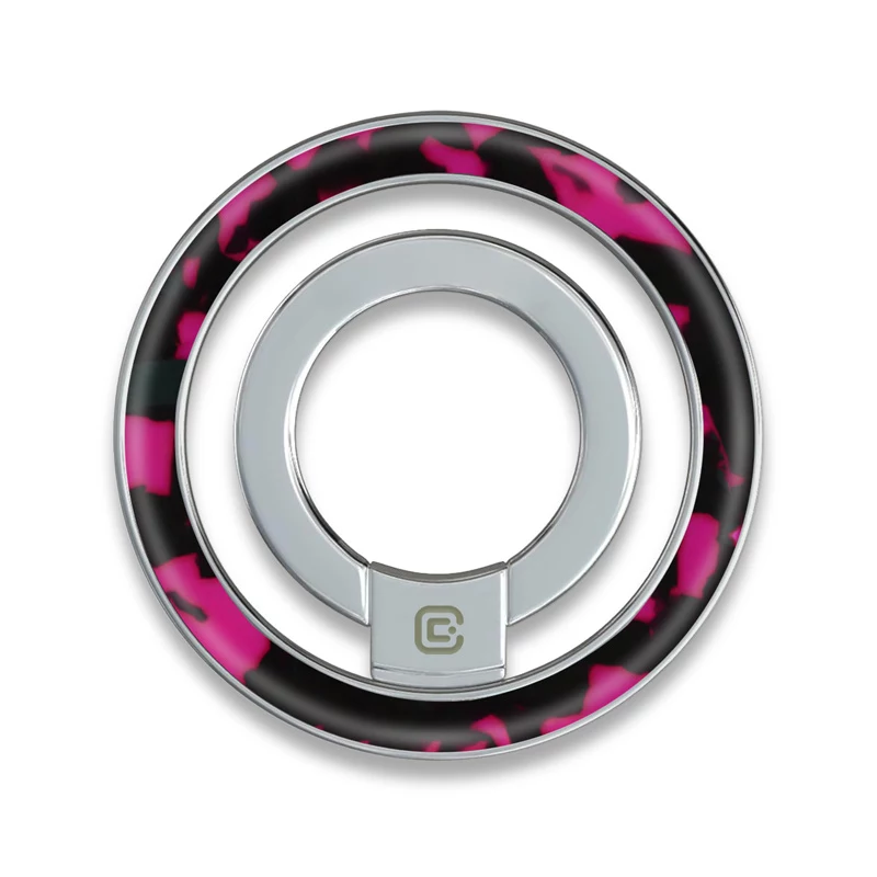 Crong Deluxe RING Holder - suporte magnético em anel para telefone MagSafe (Pink Tortoise)