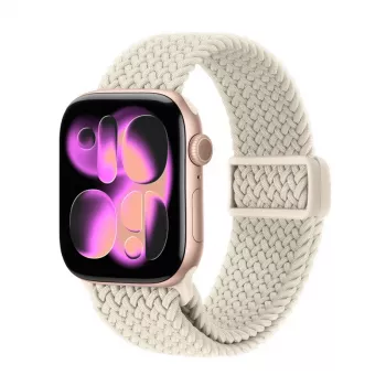Crong Wave Band bracelete de nylon entrançado para Apple Watch 38/40/41/42 mm (bege)