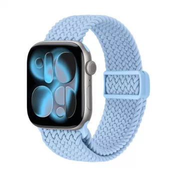 Crong Wave Band Solo Loop de nylon entrançado para Apple Watch 38/40/41/42 mm azul