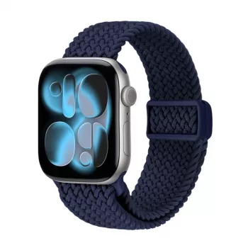 Crong Wave Band bracelete de tecido entrançado para Apple Watch 38/40/41/42 mm (Navy Blue)