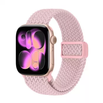 Crong Wave Band Solo Loop de nylon entrançado para Apple Watch 38/40/41/42 mm rosa