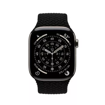 Crong Wave Band bracelete de nylon entrançado para Apple Watch 44/45/46/49 mm (preto)