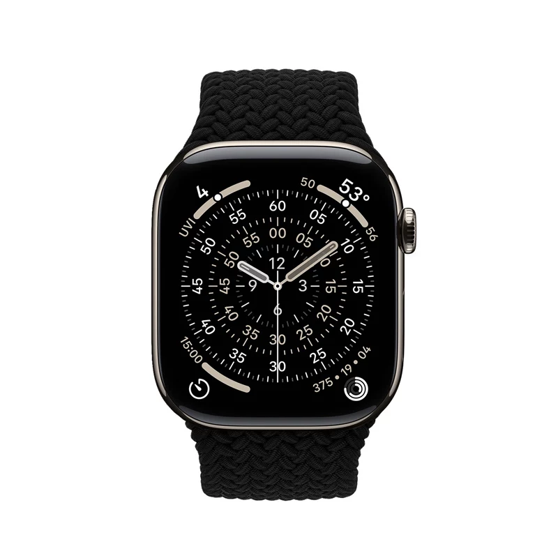 Crong Wave Band bracelete de nylon entrançado para Apple Watch 44/45/46/49 mm (preto)