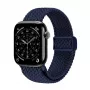 Crong Wave Band Solo Loop de nylon entrançado para Apple Watch 44/45/46/49 mm (Navy Blue)