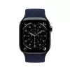 Crong Wave Band Solo Loop de nylon entrançado para Apple Watch 44/45/46/49 mm (Navy Blue)