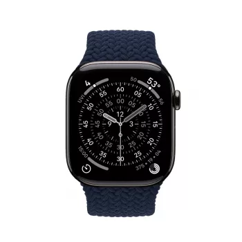Crong Wave Band Solo Loop de nylon entrançado para Apple Watch 44/45/46/49 mm (Navy Blue)