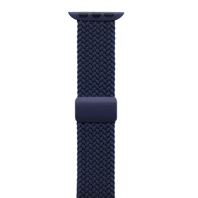 Crong Wave Band Solo Loop de nylon entrançado para Apple Watch 44/45/46/49 mm (Navy Blue)